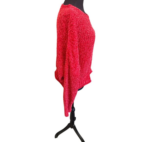 Altard State Red Chenille Open Knit Sweater L Loose Fit Beach Resort Coastal - Picture 7 of 7
